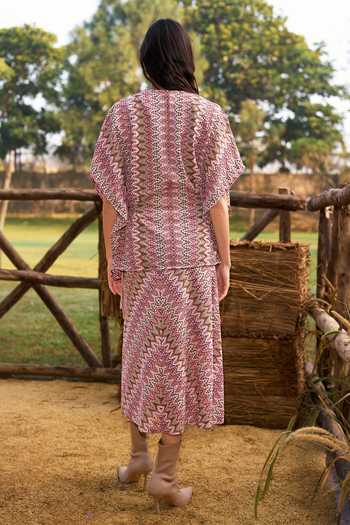 Dash And Dot Chevron Knit Pattern Kaftan & Skirt Set 