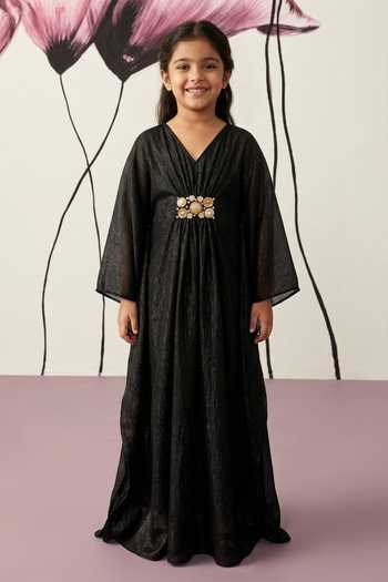 Zoon Floral Applique Embellished Kaftan For Kids