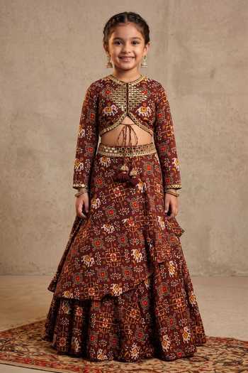 Ahi Clothing Patola Print Lehenga & Blouse Set For Kids