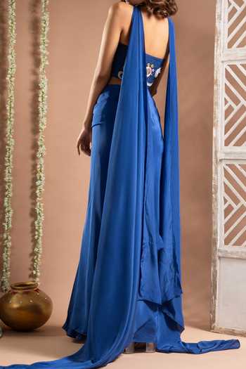 Ahi Clothing Zardozi Embellished Corset Draped Skirt Set For Kids