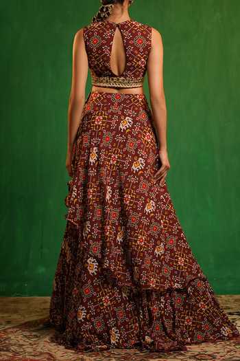 Ahi Clothing Patola Print Lehenga & Blouse Set For Kids