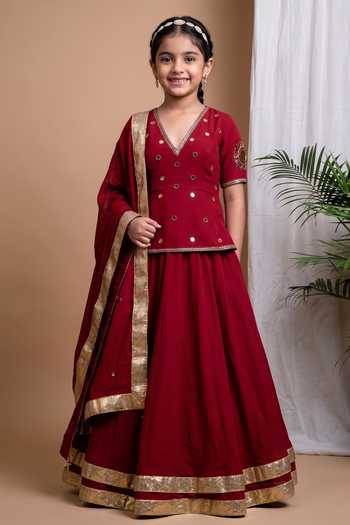 Ahi Clothing Hand Embroidered Lehenga Set For Kids