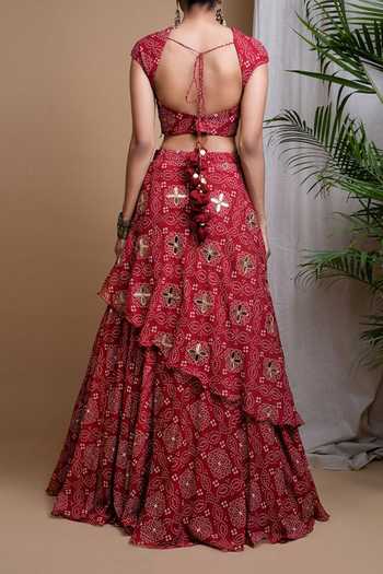 Ahi Clothing Bandhani Digital Print Lehenga Set For Kids