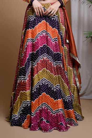 Ahi Clothing Multi Color Lining Shantoon, Lehenga And Blouse Digital Print Set For Kids Online at Aza Fashions Ahi Clothing_Multi Color Lining Shantoon, Lehenga And Blouse Digital Print Set For Kids_Online_at_Aza_Fashions