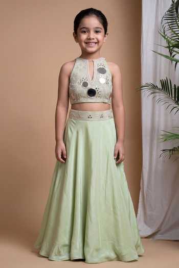 Ahi Clothing Skirt With Hand Embroidered Blouse For Kids