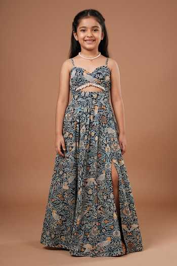 Ahi Clothing Floral Print Dress & Bustier Set For Kids
