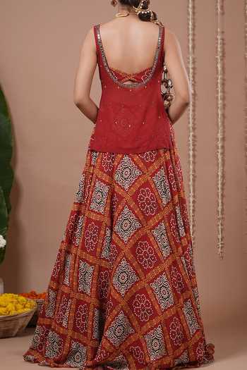 Ahi Clothing Printed Kurta Lehenga Set For Kids