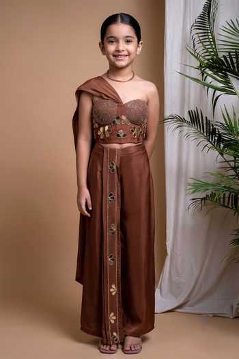 Ahi Clothing Embellished Corset With Draped Skirt For Kids