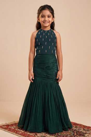 Ahi Clothing Halterneck Bodysuit & Draped Mermaid Skirt Set For Kids