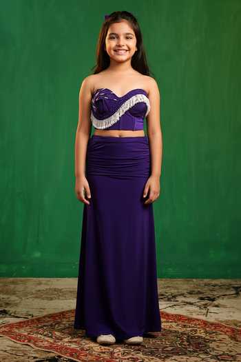 Ahi Clothing Draped Corset Skirt Set For Kids