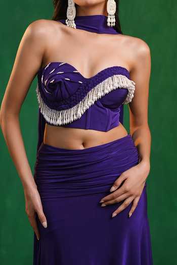 Buy_Ahi Clothing_Purple Draped Corset Skirt Set For Kids_Online_at_Aza_Fashions