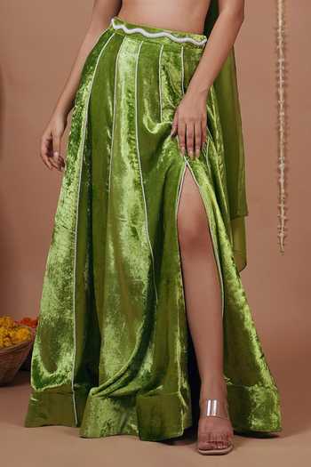 Ahi Clothing Green Mirror Work Blouse And Skirt Set For Kids Online at Aza Fashions Ahi Clothing_Green Mirror Work Blouse And Skirt Set For Kids_Online_at_Aza_Fashions