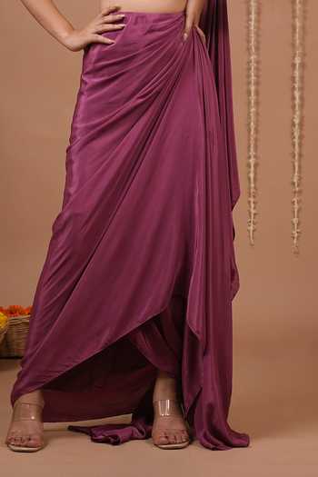 Ahi Clothing Purple Pre-draped Saree And Floral Pattern Blouse Set For Kids Online at Aza Fashions Ahi Clothing_Purple Pre-draped Saree And Floral Pattern Blouse Set For Kids_Online_at_Aza_Fashions