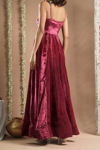 Ahi Clothing Velvet Zardozi Hand Embroidered Anarkali For Kids