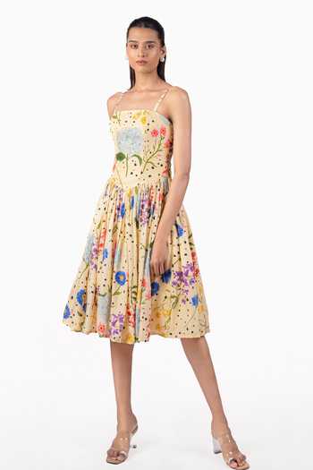 The Whole Nine Yards Euphony Floral Print Midi Dress 