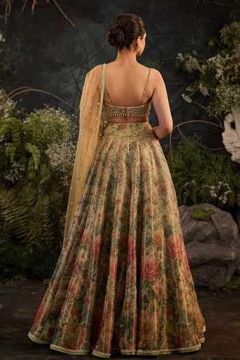 Cedar & Pine Elysium Floral Print Lehenga Set