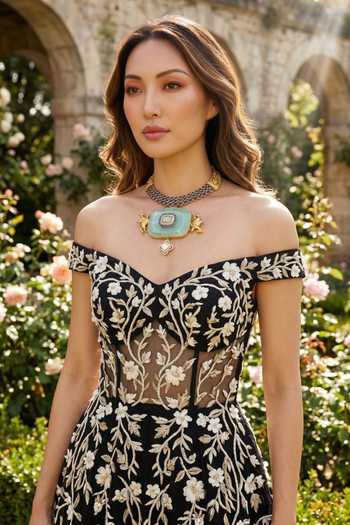 Amaara Jewels Ocean Crest Collar Pendant Necklace Set 
