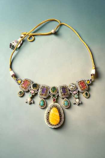 Amaara Jewels Rosette Antique Multi Stone Choker Set 