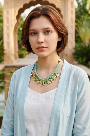 Buy Amaara Jewels Red Reversable Aqua Kundan Collar Necklace Set Buy_Amaara Jewels_Red Reversable Aqua Kundan Collar Necklace Set