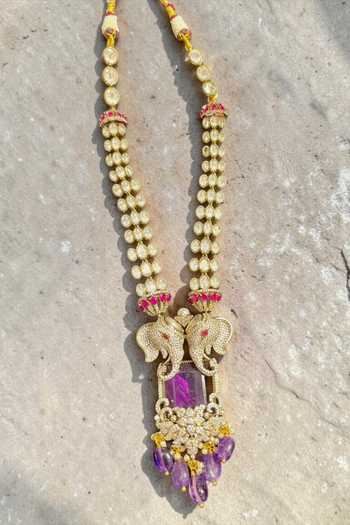 Amaara Jewels Amethyst Royale Gaj Charm Necklace Set 