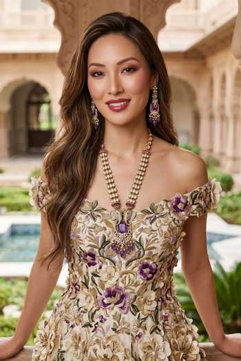Shop Amaara Jewels Gold Plated Amethyst Royale Gaj Charm Necklace Set Online at Aza Fashions Shop_Amaara Jewels_Gold Plated Amethyst Royale Gaj Charm Necklace Set _Online_at_Aza_Fashions
