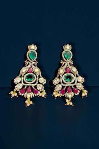 Shop Amaara Jewels Gold Plated Victorian Luxe Embellished Necklace Set Online at Aza Fashions Shop_Amaara Jewels_Gold Plated Victorian Luxe Embellished Necklace Set _Online_at_Aza_Fashions