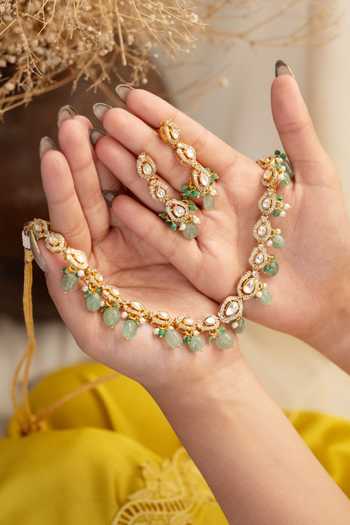 Do Taara Mint Embellished Necklace Set 
