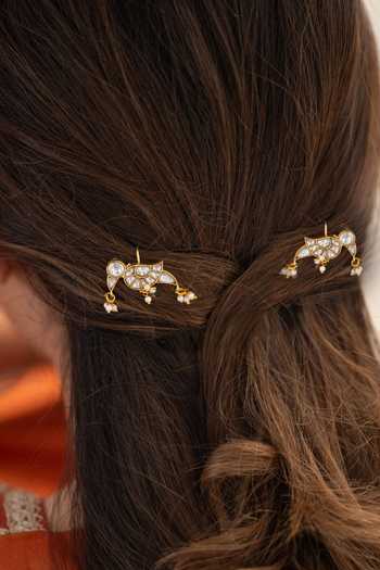 Buy Do Taara Gold Parrot Shaped Braid Pins Online at Aza Fashions Buy_Do Taara_Gold Parrot Shaped Braid Pins _Online_at_Aza_Fashions