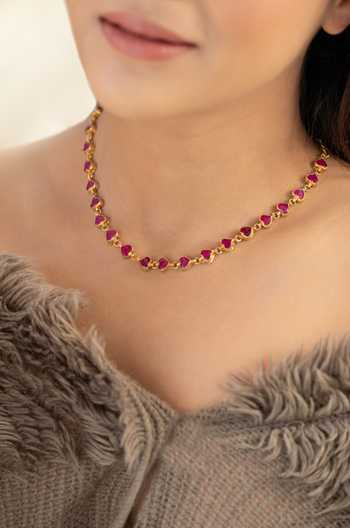 Do Taara Pink Kundan Embellished Necklace Online at Aza Fashions Do Taara_Pink Kundan Embellished Necklace _Online_at_Aza_Fashions