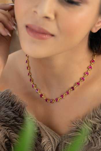 Buy Do Taara Pink Kundan Embellished Necklace Online at Aza Fashions Buy_Do Taara_Pink Kundan Embellished Necklace _Online_at_Aza_Fashions