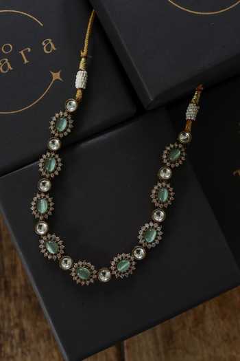 Do Taara Green Mint Polki Choker Necklace at Aza Fashions Do Taara_Green Mint Polki Choker Necklace _at_Aza_Fashions