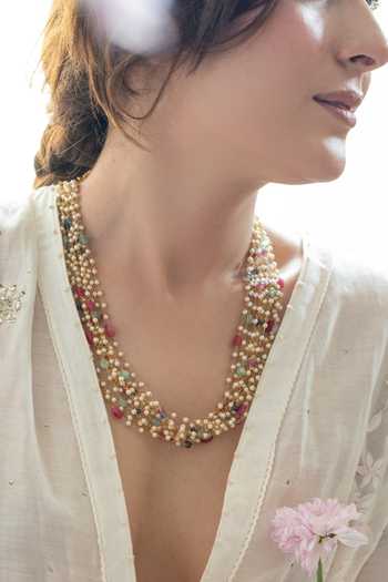 Do Taara Multicolored Pearl Embellished Necklace 
