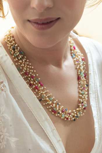 Do Taara Multi Color Multicolored Pearl Embellished Necklace Online at Aza Fashions Do Taara_Multi Color Multicolored Pearl Embellished Necklace _Online_at_Aza_Fashions