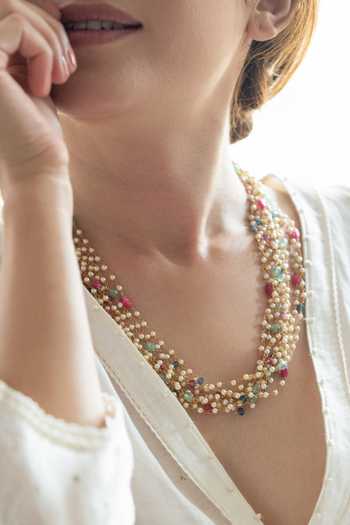 Buy Do Taara Multi Color Multicolored Pearl Embellished Necklace Online at Aza Fashions Buy_Do Taara_Multi Color Multicolored Pearl Embellished Necklace _Online_at_Aza_Fashions