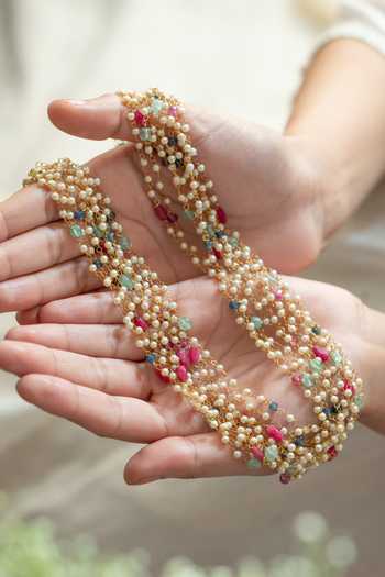 Do Taara Multicolored Pearl Embellished Necklace 