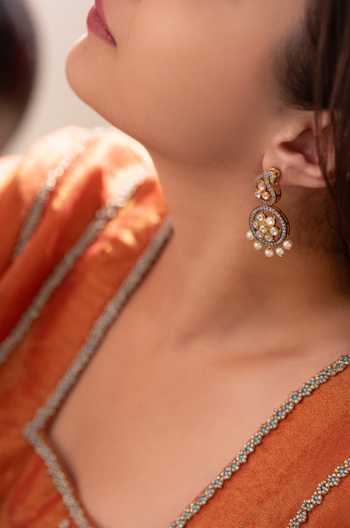 Buy_Do Taara_Gold Plated Polki Embellished Earrings _Online_at_Aza_Fashions