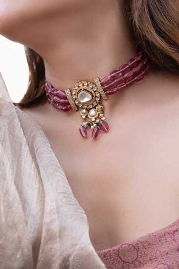 Do Taara Polki Embellished Pendant Choker 