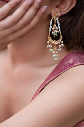 Do Taara Turquoise Kundan Embellished Earrings 