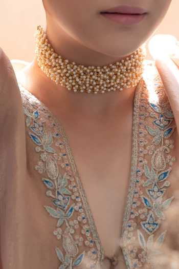 Do Taara Pearl Embellished Layered Choker 