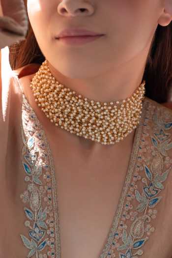 Do Taara Pearl Embellished Layered Choker 