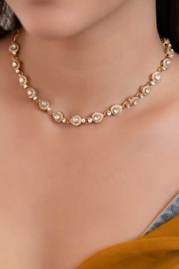 Do Taara_Gold Plated Polki String Necklace _Online_at_Aza_Fashions