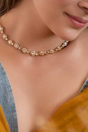 Buy_Do Taara_Gold Plated Polki String Necklace _Online_at_Aza_Fashions