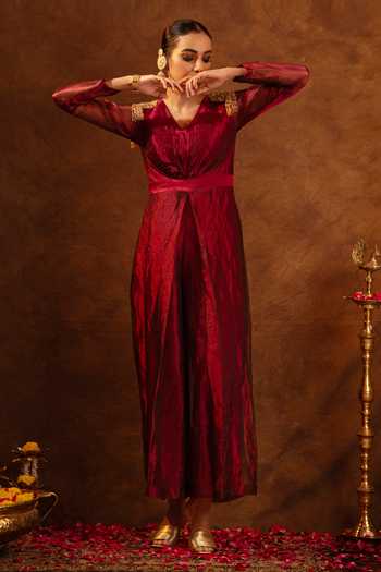 Buy Eraaya by Ratika J Wine Embroidered Jumpsuit Online at Aza Fashions Buy_Eraaya by Ratika J_Wine Embroidered Jumpsuit _Online_at_Aza_Fashions