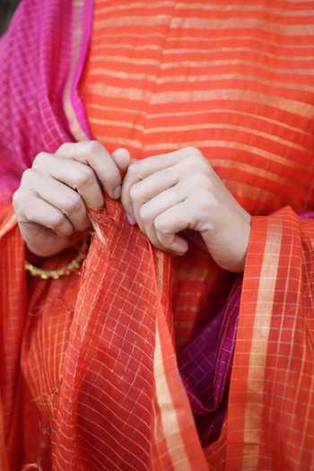 Five Point Five Orange Chanderi Round Neck, Yes Lalita Straight Kurta Set Online at Aza Fashions Five Point Five_Orange Chanderi Round Neck, Yes Lalita Straight Kurta Set _Online_at_Aza_Fashions