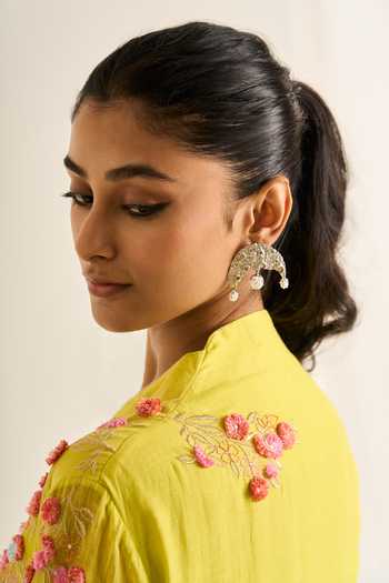 Buy Himani Punatar Lime Chanderi, Cotton V-neck Bird Button Embroidered Kurta Set Online at Aza Fashions Buy_Himani Punatar_Lime Chanderi, Cotton V-neck Bird Button Embroidered Kurta Set _Online_at_Aza_Fashions