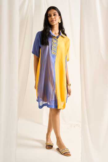 Himani Punatar Colorblock Chanderi Shirt Dress  