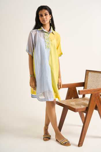Himani Punatar Chanderi Colorblock Shirt Dress  