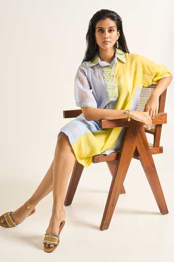 Himani Punatar Chanderi Colorblock Shirt Dress  