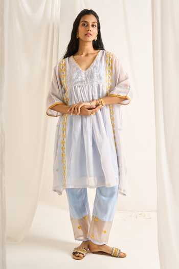 Himani Punatar Geometric Embroidered Kaftan & Pant Set 