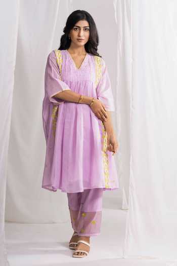 Himani Punatar Geometric Pintucked Kaftan Set 